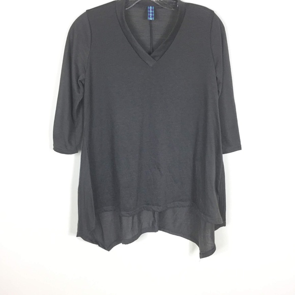 Jasmine Gray V Neck Trapeze Hi Lo Tunic Top Tee S - Picture 1 of 8